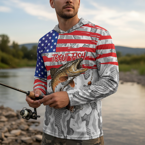 Camo American Flag Trout Fish Fishing All Over Print Shirt