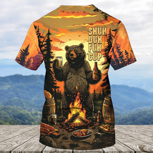 Funny Beer Bear Campfire All Over Print Shirt
