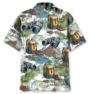 Hiking Mountain Backpack Binoculars Hawaiian Shirt
