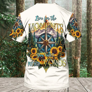 Live For The Moments Compass Sunflower All Over Print Shirt