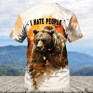 Bear Forest I Hate People All Over Print Shirt