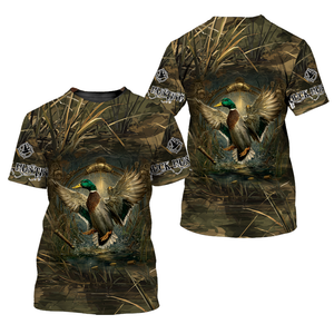 Mallard Duck Hunting Dark Camo All Over Print Shirt