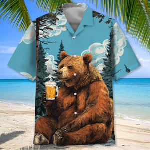 Bear At Campsite Hawaiian Shirt