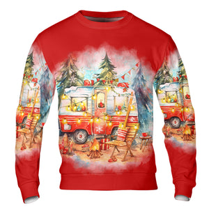 Red All I Want For Christmas Is Camping All Over Print Shirt