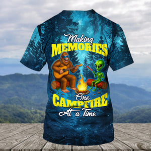 Bigfoot And Alien Making Memories One Campfire At A Time Christmas All Over Print Shirt