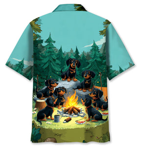 Funny Dachshund Go Camping Hawaiian Shirt