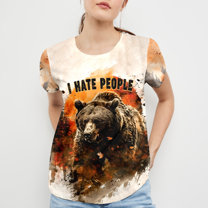 Bear Forest I Hate People All Over Print Shirt