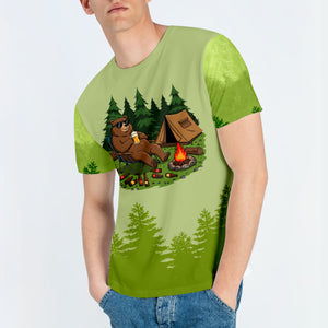 Funny Bear Drinking Camping All Over Print Shirt