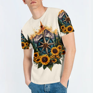 Live For The Moments Compass Sunflower All Over Print Shirt