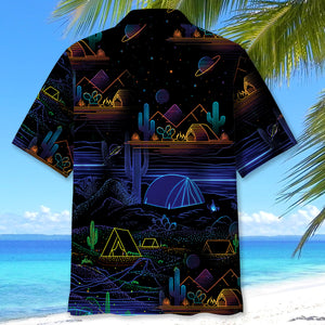 Camping Desert Neon Night Hawaiian Shirt