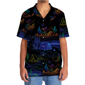 Camping Desert Neon Night Hawaiian Shirt