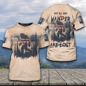Vintage Bigfoot Not All Who Wander Are Lost Compass USA All Over Print Shirt