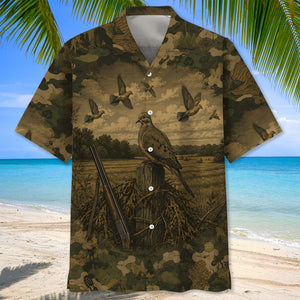 Dove Field Camouflage Dark Hawaiian Shirt