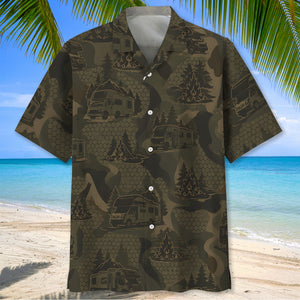 Motorhome Camping Camouflage Hawaiian Shirt