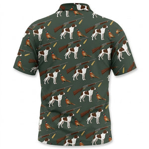 Vintage Hunting Dog & Pheasant Pattern Men Polo Shirt