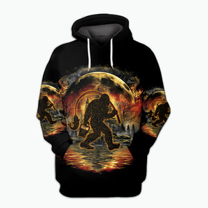 Fiery Bigfoot Fishing All Over Print Shirt