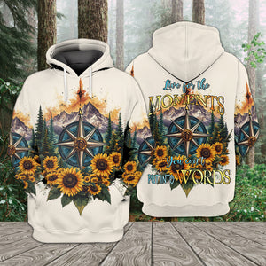 Live For The Moments Compass Sunflower All Over Print Shirt