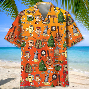 Funny Camping Cartoon Hawaiian Shirt
