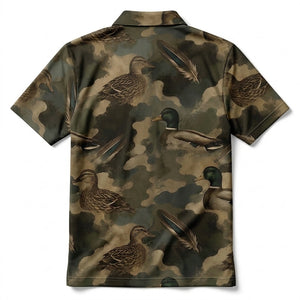 Duck Camouflage Graphic Pattern Men Polo Shirt