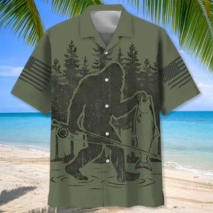 Bigfoot Fishing Funy Fisher Man Hawaiian Shirt