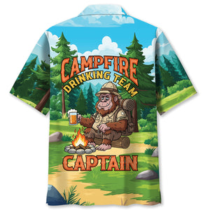 Custom Name Bigfoot Campfire Drinking Team Captain Hawaiian Shirt