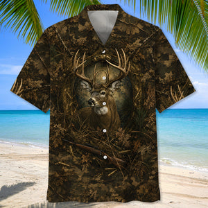 Deer Hunting Dark Camo Hawaiian Shirt