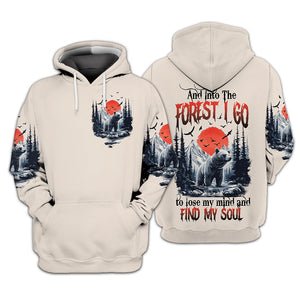 Into The Forest I Go Bear Red Sun All Over Print Shirt