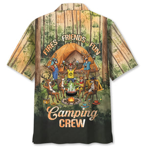 Friends, Fires, Fun Camping Crew Deer Hawaiian Shirt