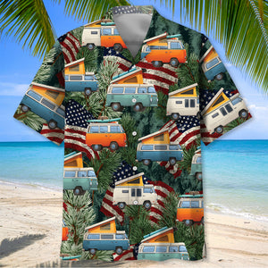 America Pop-Up Camper Car Hawaiian Shirt
