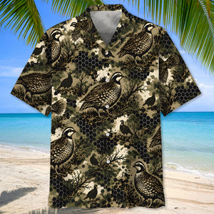 Tactical Hexagonal Quail Hunting Camo Hawaiian Shirt