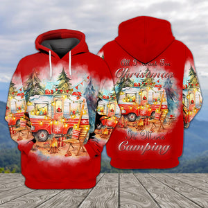 Red All I Want For Christmas Is Camping All Over Print Shirt