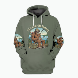I'd Rather Be Fishing Bigfoot All Over Print Shirt