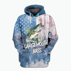 Largemouth Bass American Flag All Over Print Shirt