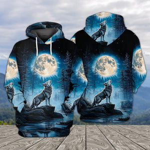 Wolf Moon Light Art All Over Print Shirt