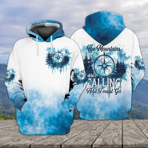 Compass The Mountains Are Calling And I Must Go All Over Print Shirt