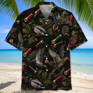 Vintage Duck Hunting Camouflage Black Hawaiian Shirt