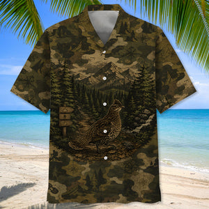 Grouse Camouflage Dark Hawaiian Shirt