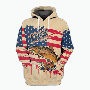 Vintage America Custom Name Trout Fishing All Over Print Shirt