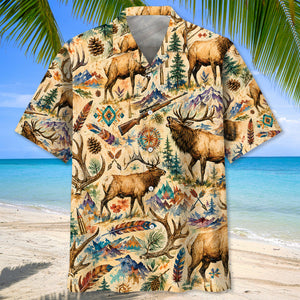 Elk Hunting Watercolor Hawaiian Shirt
