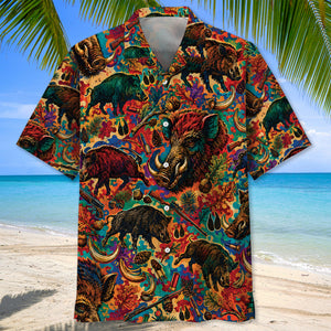 Psychedelic Hog Hunting Hawaiian Shirt