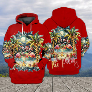Christmas Deck The Palms Flamingo All Over Print Shirt