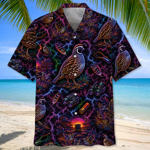 Midnight Quail Hunting Neon Hawaiian Shirt