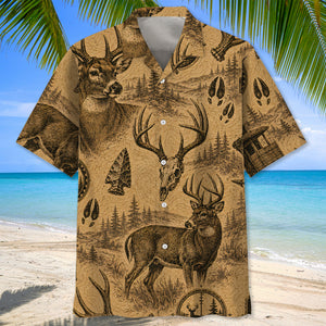 Deer Hunting Vintage Artwork Hawaiian Shirt