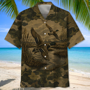 Duck Camouflage Dark Hawaiian Shirt