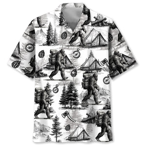 Vintage Bigfoot Go Camping Hawaiian Shirt