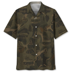 Car Camping Camouflage Hawaiian Shirt