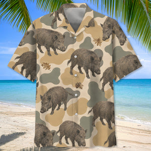 Feral Hog Camouflage Hawaiian Shirt