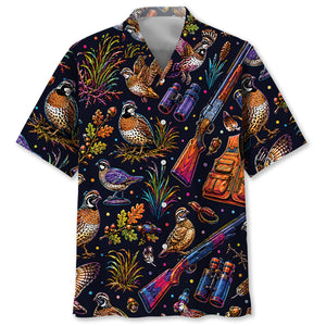 Quail Hunting Graphic Pattern Hawaiian Shirt