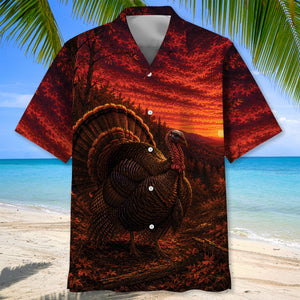 Turkey Hunting Burnt Sky Hawaiian Shirt