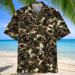 Tactical Hexagonal Turkey Hunting Camo Hawaiian Shirt